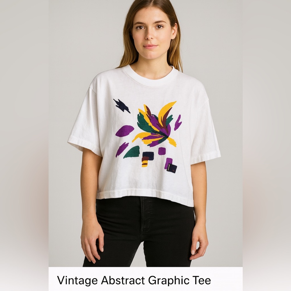 Vintage 90s IN Sport For Women Abstract Graphic Tee – Made in USA
